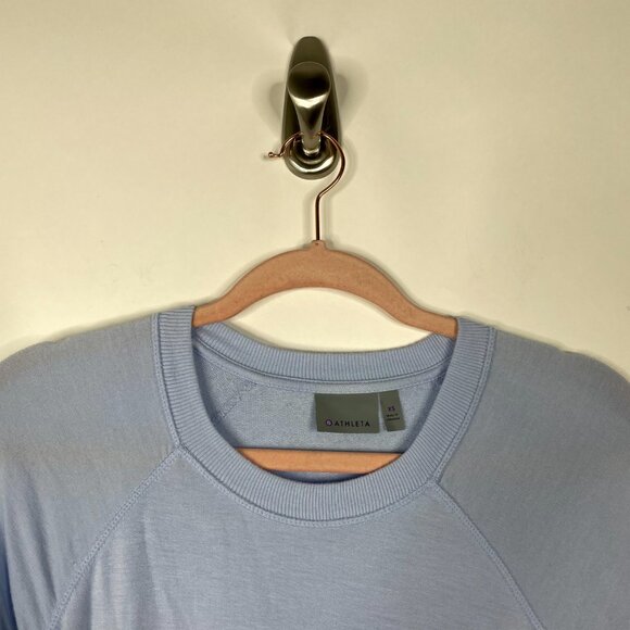 Athleta Studio Side Slit CYA Long Sleeve Sweatshirt Pure Blue XS #1186 - Picture 5 of 15
